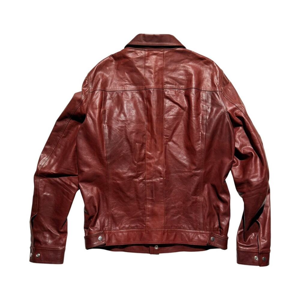 macassar snap button Leather Jacket - Picture 3 of 6